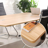 Natural Finish Wood Rectangle T-Shape Meeting Desk Image - 4