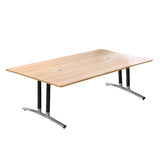 Natural Finish Wood Rectangle T-Shape Meeting Desk Image - 6