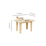 Natural Finish Wood Rectangle Toddler Table Chair Set #size