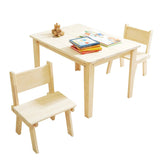 Natural Finish Wood Rectangle Toddler Table Chair Set Image - 4