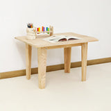 Natural Finish Wood Rectangle Toddler Table Chair Set Image - 8