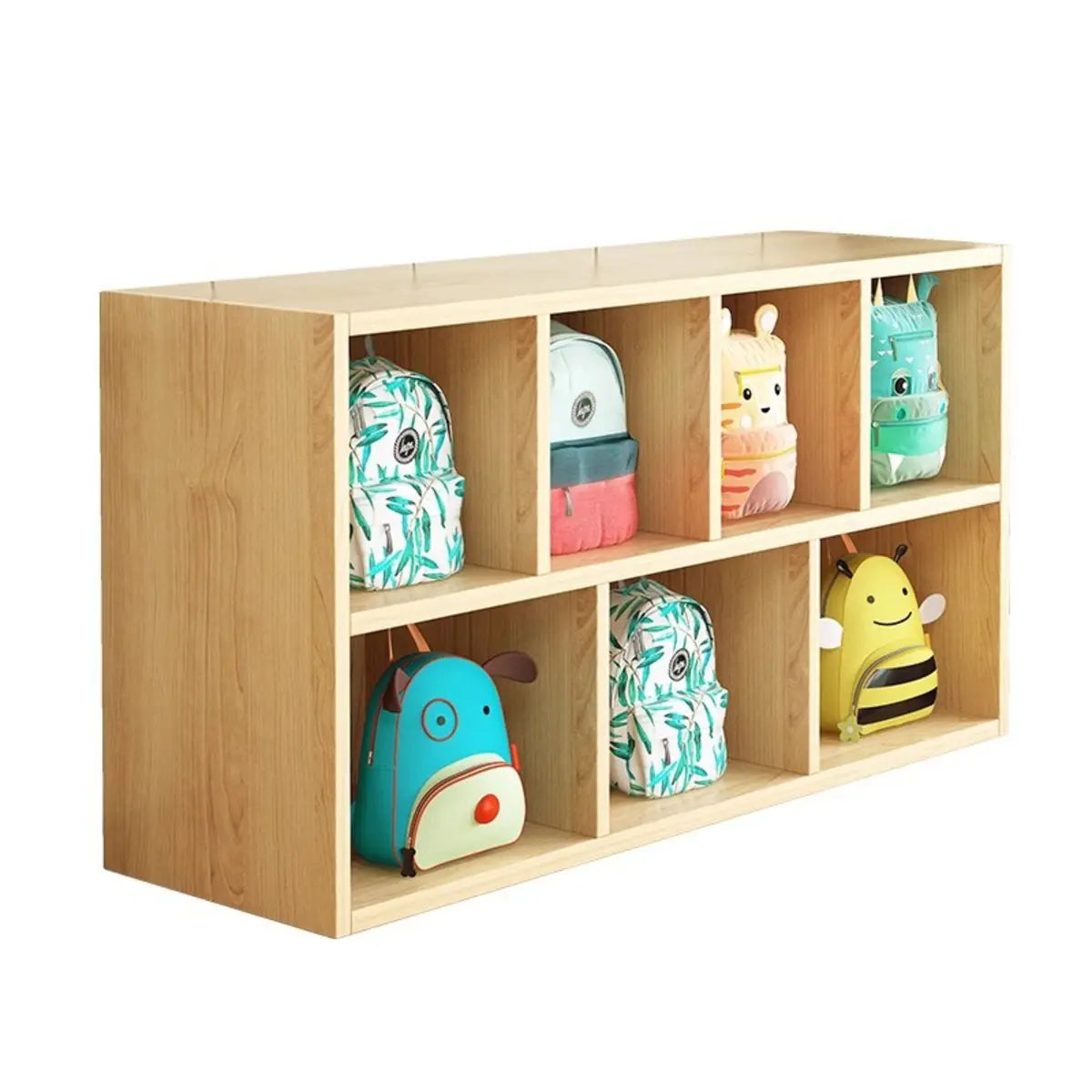 Natural Finish Wood Storage Cubitac Display Cabinets Image - 5