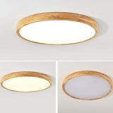 Natural Finish Wooden Circle Flush Mount Ceiling Lamp Image - 12