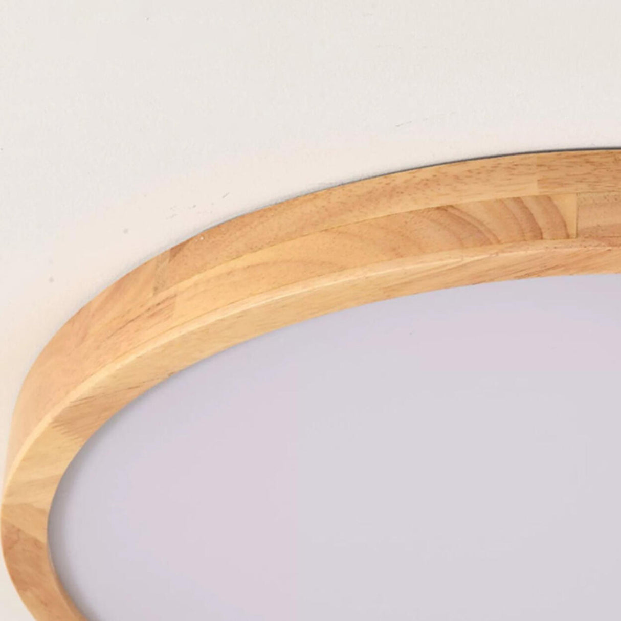 Natural Finish Wooden Circle Flush Mount Ceiling Lamp Image - 13