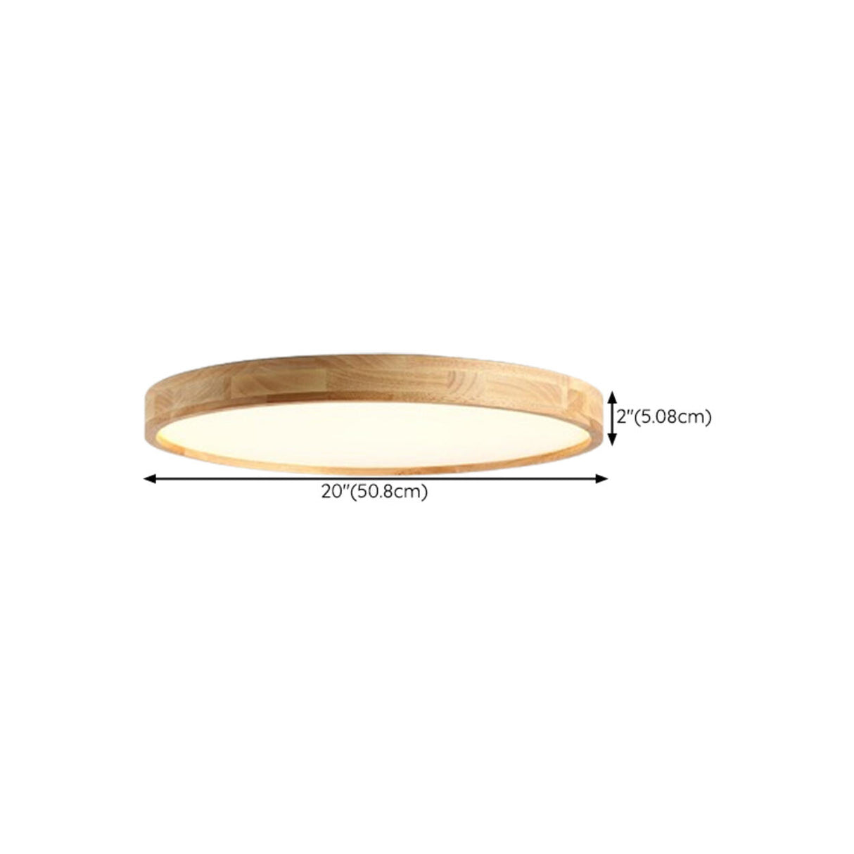 Natural Finish Wooden Circle Flush Mount Ceiling Lamp Image - 19