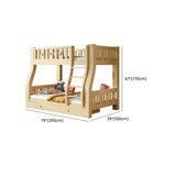 Natural Finish Wooden Storage Bunk Bed with Ladder Image - 13