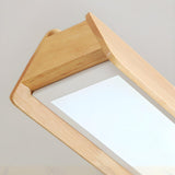 Natural Geometric Wood Strip LED Flush Mount Light Image - 8