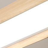 Natural Geometric Wood Strip LED Flush Mount Light Image - 9