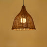 Natural Handwoven Bell Rattan Cone Pendant Light Image - 11