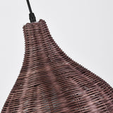 Natural Handwoven Bell Rattan Cone Pendant Light Image - 17