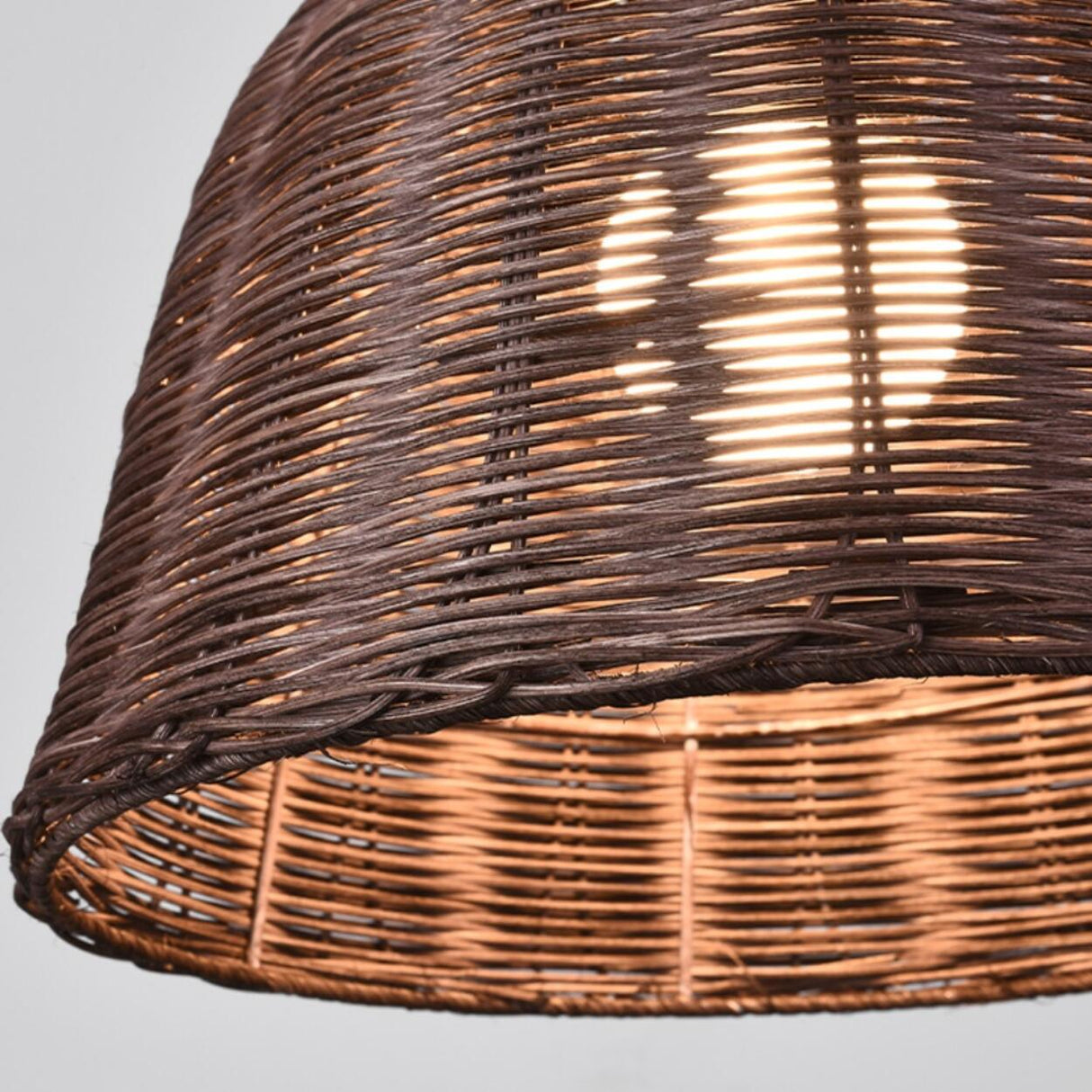 Natural Handwoven Bell Rattan Cone Pendant Light Image - 20