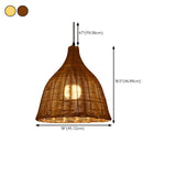 Natural Handwoven Bell Rattan Cone Pendant Light Image - 24