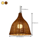 Natural Handwoven Bell Rattan Cone Pendant Light Image - 25