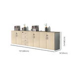 Natural Horizontal Lockable Storage Credenza with Drawers Image - 21