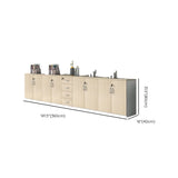 Natural Horizontal Lockable Storage Credenza with Drawers Image - 23