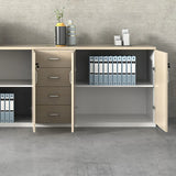 Natural Horizontal Lockable Storage Credenza with Drawers Image - 4