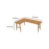 Natural L-Shape Orange Pine Wood H-Shape Writing Desk Image - 11