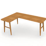 Natural L-Shape Orange Pine Wood H-Shape Writing Desk Image - 4