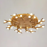 Natural Large Branch Shape Resin Semi-Flush Mount Light Image - 10