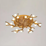 Natural Large Branch Shape Resin Semi-Flush Mount Light Image - 11