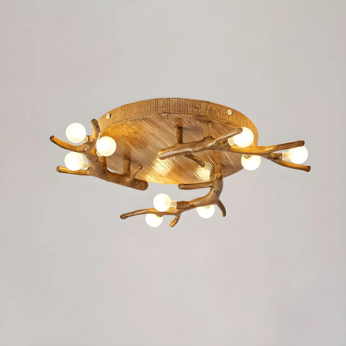 Natural Large Branch Shape Resin Semi-Flush Mount Light Image - 2