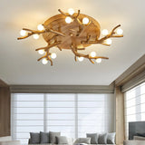 Natural Large Branch Shape Resin Semi-Flush Mount Light Image - 4