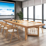 Natural Light Wood Rectangle Sled Conference Desk for 8 Image - 11