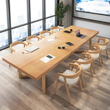 Natural Light Wood Rectangle Sled Conference Desk for 8 Image - 2