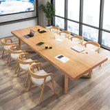 Natural Light Wood Rectangle Sled Conference Desk for 8 Image - 8