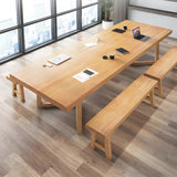 Natural Light Wood Rectangle Sled Conference Desk for 8 Image - 9