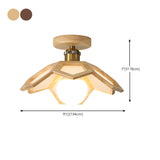 Natural Mini Solid Wood Geometric Semi-Flush Mount Lamp #size