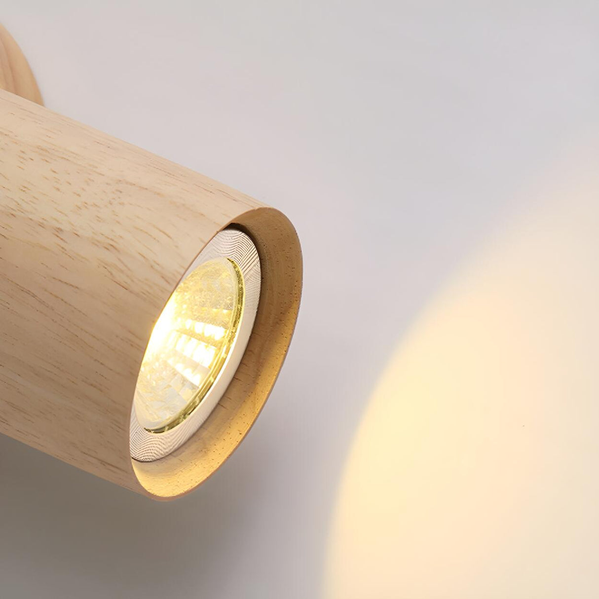 Natural Minimalist Cylinder Wooden Up Down Wall Lamp Image - 4