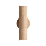 Natural Minimalist Cylinder Wooden Up Down Wall Lamp Image - 5