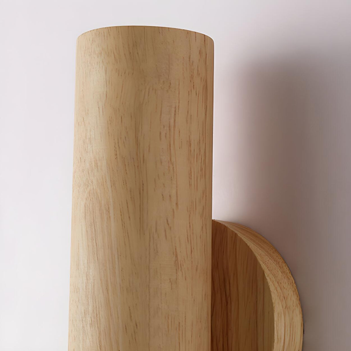 Natural Minimalist Cylinder Wooden Up Down Wall Lamp Image - 8