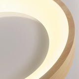 Natural Minimalist Round Wooden Flush Mount Light Image - 12