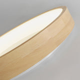 Natural Minimalist Round Wooden Flush Mount Light Image - 13