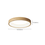 Natural Minimalist Round Wooden Flush Mount Light #size