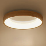 Natural Minimalist Round Wooden Flush Mount Light Image - 5