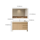 Natural Oak Free-standing Wooden Storage Bathroom Vanity #size