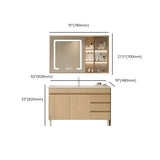 Natural Oak Free-standing Wooden Storage Bathroom Vanity Image - 23