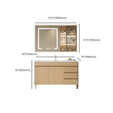 Natural Oak Free-standing Wooden Storage Bathroom Vanity Image - 26