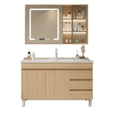 Natural Oak Free-standing Wooden Storage Bathroom Vanity Image - 7