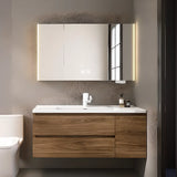 Natural Oak Wood Drawers Floating Bathroom Vanity with Sink Image - 11