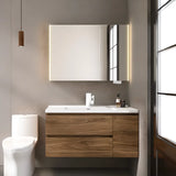 Natural Oak Wood Drawers Floating Bathroom Vanity with Sink Image - 14