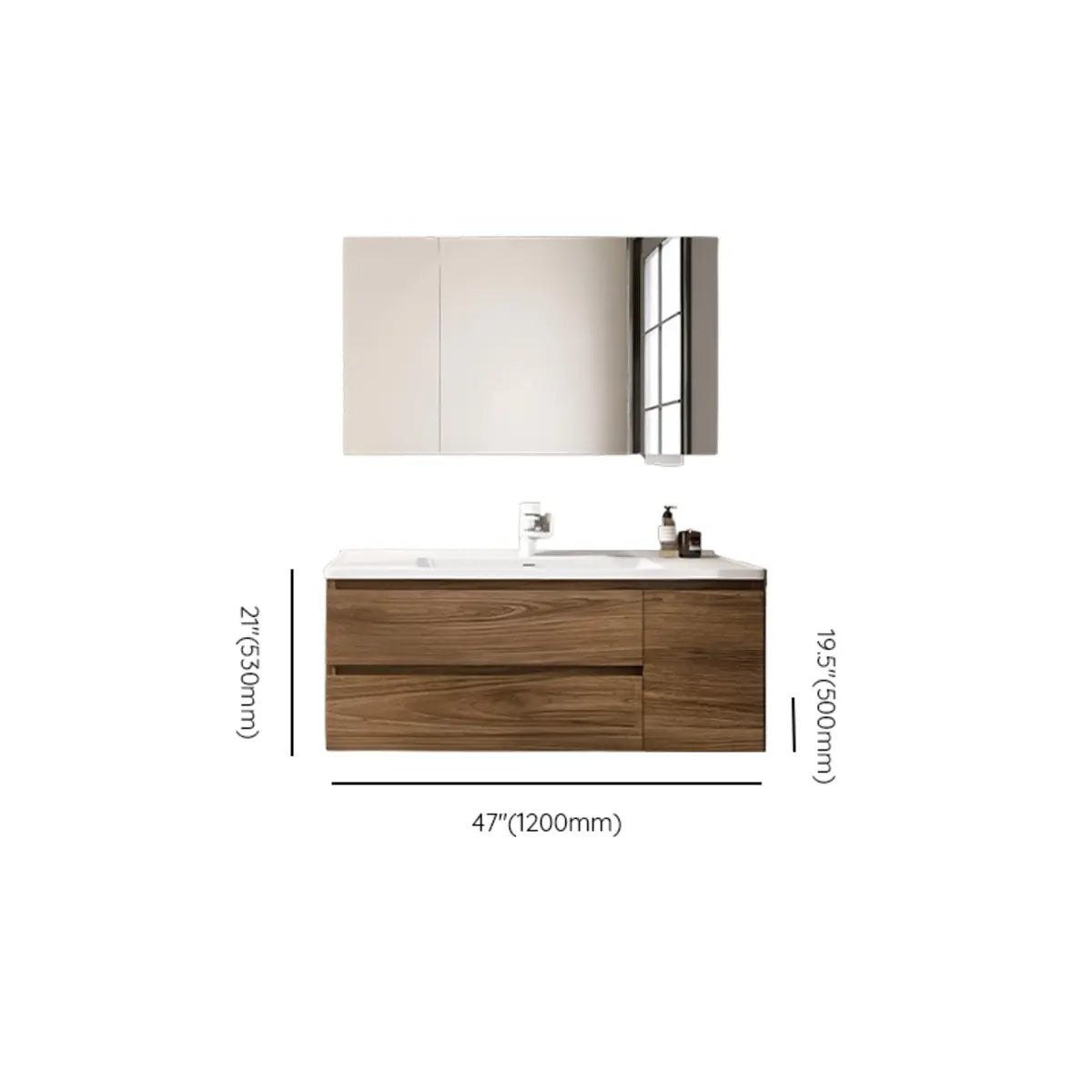 Natural Oak Wood Drawers Floating Bathroom Vanity with Sink Image - 24