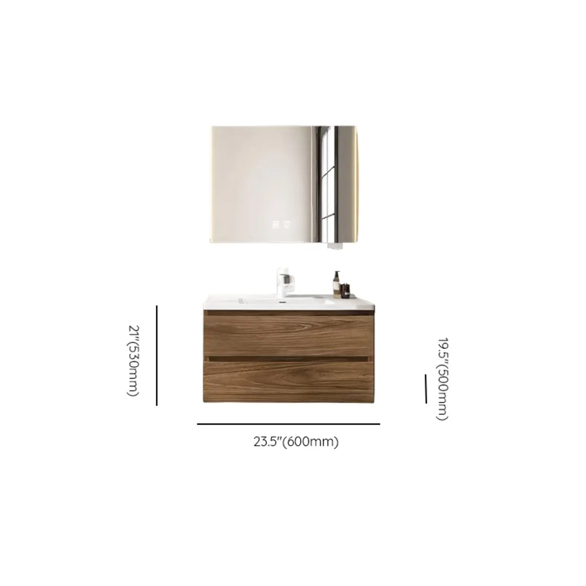 Natural Oak Wood Drawers Floating Bathroom Vanity with Sink Image - 25