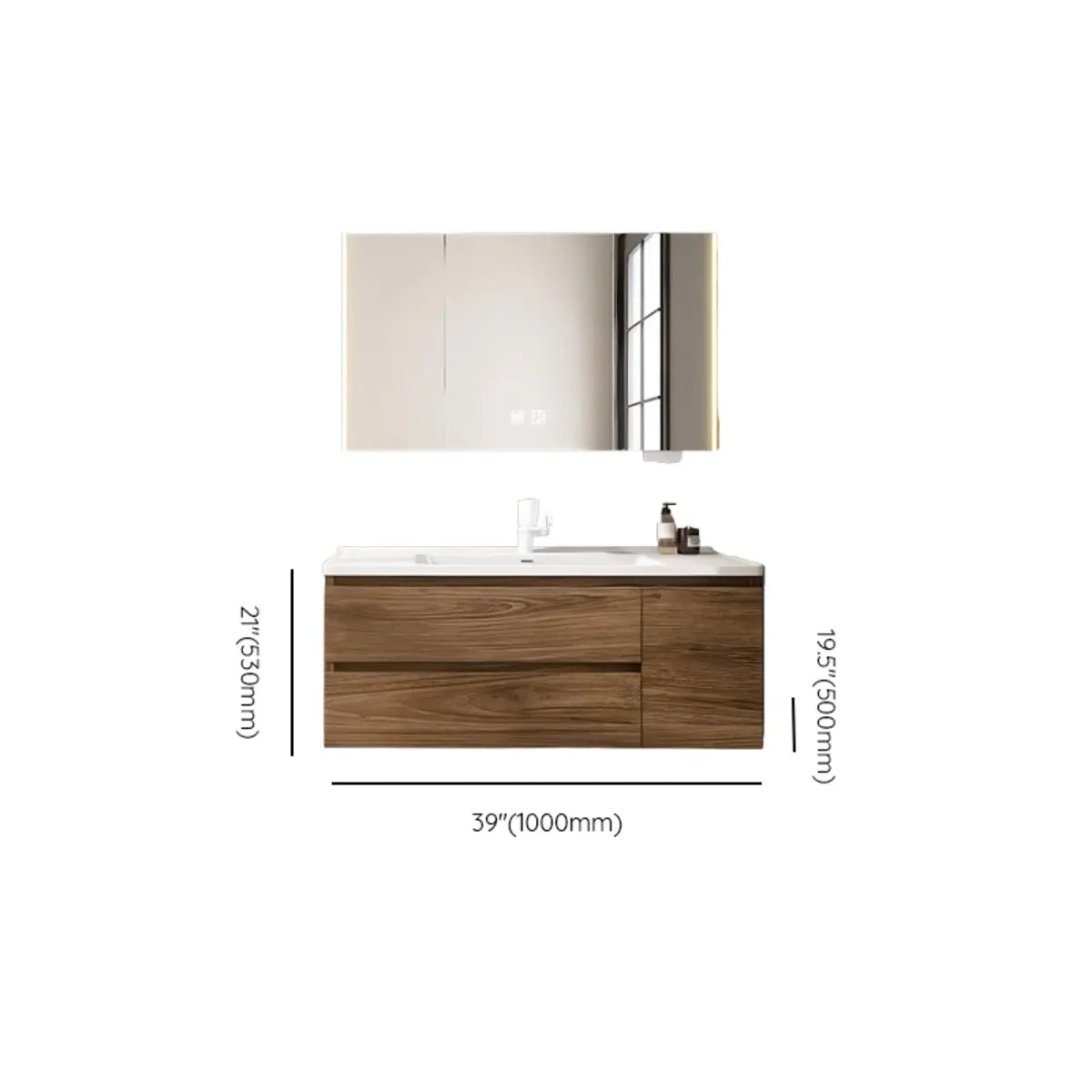 Natural Oak Wood Drawers Floating Bathroom Vanity with Sink Image - 29