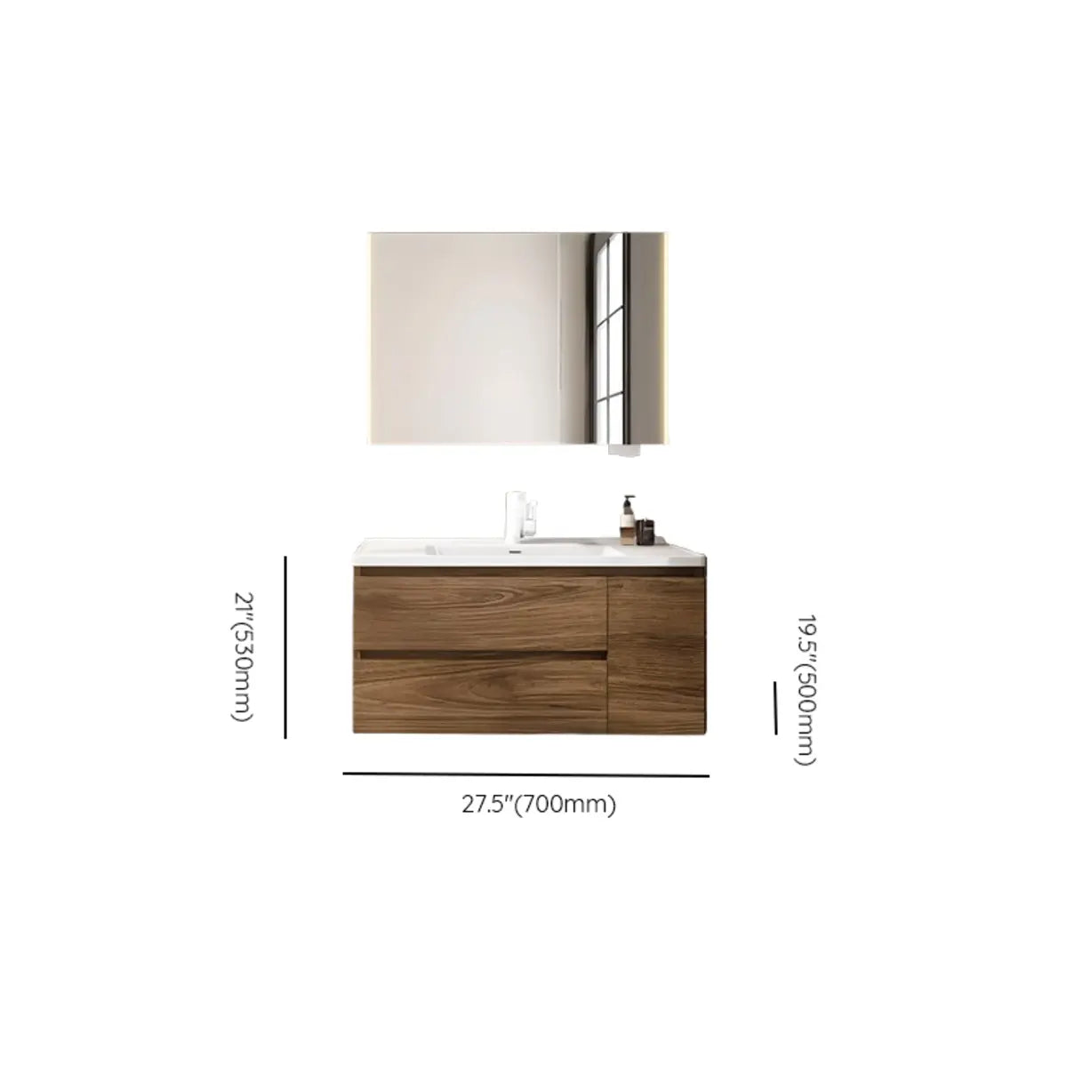 Natural Oak Wood Drawers Floating Bathroom Vanity with Sink Image - 32