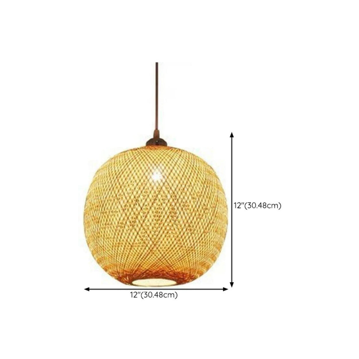 Natural Oriental Bamboo Woven UFO Pendant Light Image - 13