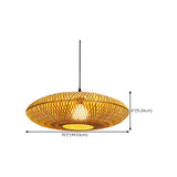 Natural Oriental Bamboo Woven UFO Pendant Light Image - 14